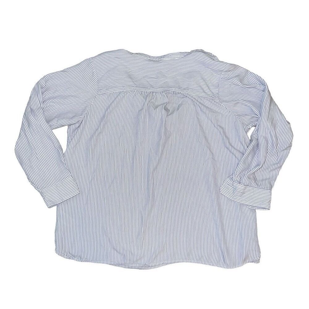 WORKSHOP Blue & White Striped V-Neck Long Sleeve Light Weight Blouse Size 1X - Picture 2 of 7
